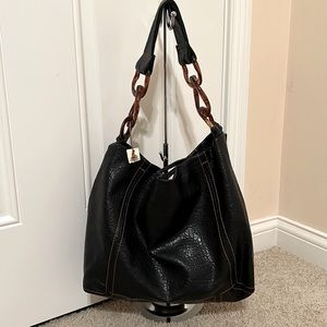 NWOT Kate Landry black pebbled vegan leather large hobo shoulder bag